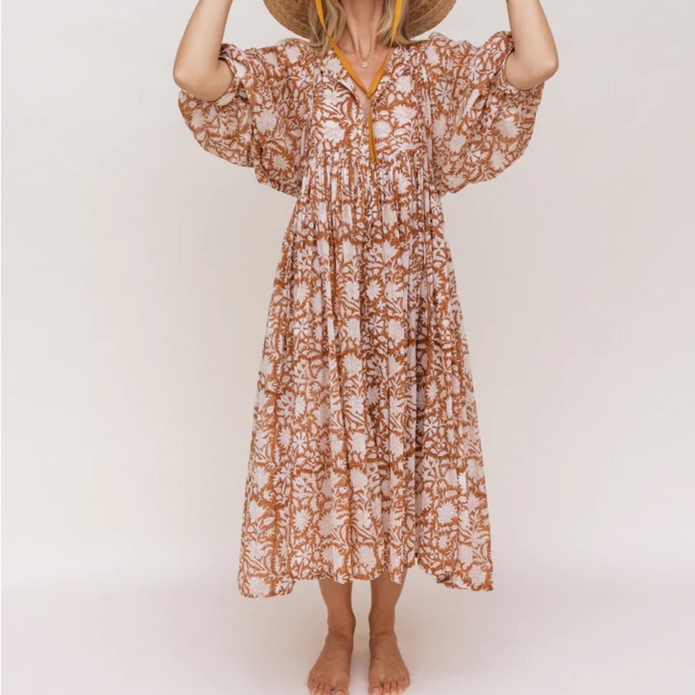 Daughters of India Kyra Midi Dress in Caramel